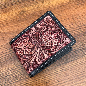 Carteras de diseñador de lujo para hombre, tarjetero de cuero genuino con cierre abierto, monedero clásico con patrón Floral para hombre - Product Image 4