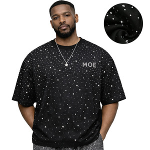 Camisetas de algodón con pedrería para hombre, estilo oversize, streetwear, brillantes, de corte holgado, personalizables con logo OEM - Product Image 1