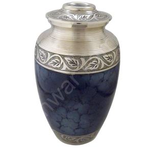 Diseño único Diseño de árbol cortado con diamantes Urna de cremación azul oscuro para cenizas humanas - Product Image 1