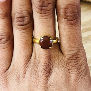 Latest High Demand Minimalist Red Glass <b>Statement</b> <b>Ring</b> Boho Brass Jewelry For Women 18k Gold Plated Dainty Wholesale <b>Ring</b> - Product Image 6