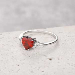 Anillo de Corazón de Amatista Natural, Plata de Ley 925, Estilo Vintage, Certificado IGI, Regalo de Compromiso, Aniversario, Piedra de Nacimiento de Febrero - Product Image 1