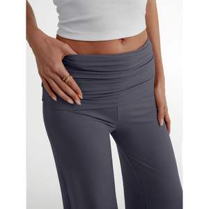 Pantalones de Yoga de pierna ancha para mujer de moda Queen trabajo de otoño Palazzo Flowy Casual puro suelto elástico comodidad para trajes de profesor de negocios - Product Image 3