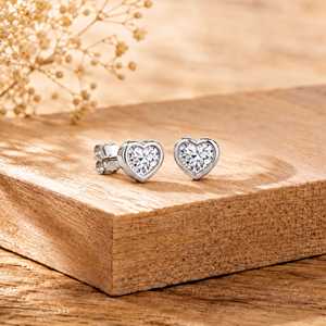 Boucles d'oreilles en diamant de laboratoire taille cœur pour femme, or massif 14K 18K jaune, blanc, rose, clarté VVS, couleur E, IGI - Product Image 3
