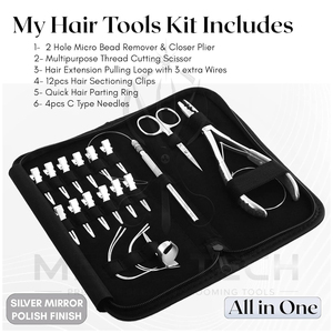 Premium Quality OEM ODM Hair Extension Stylist <b>Tool</b> Kit With Extension Pliers Pulling Needle Hair Clips and Organizer Carry Case - Product Image 2