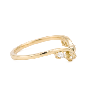 Manufacturing 10K 14K Solid Gold Marquise Round Lab Diamond Leaf Designer <b>Ring</b> Minimalist <b>Ring</b> <b>Dainty</b> Curved Engagement Band - Product Image 4