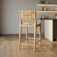 Chaise de comptoir réglable en hauteur, tissée à la main, avec dossier solide, design moderne, pour bar à domicile, îlot de cuisine, salon, hôtel, extérieur