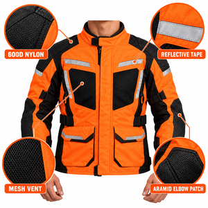Blouson de moto haute visibilité réfléchissant, vêtements de moto, fournisseur OEM, vente en gros, logo personnalisé disponible, vêtements pour motards - Product Image 6