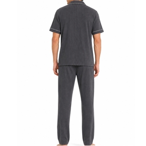 Combinaison utilitaire décontractée pour homme à manches courtes, boutonnée sur le devant, douce, pour le sommeil et les loisirs - Product Image 2