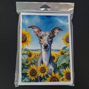 Italian Greyhound in Sunflowers Whimsical A7 Greeting Card Pack of 8 <b>5x7</b> Blank Note Cards with <b>Envelopes</b> - Product Image 3
