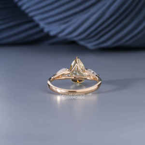 14KT Yellow Gold Pear Cut Lab Grown Diamond Ring for Women Luxury 3 <b>Stone</b> Fancy Yellow and EF+ Jewelry Gift 2.91g - Product Image 6