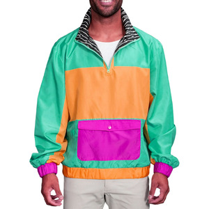 <b>Men</b> Color Block <b>Racer</b> <b>Jacket</b> Quarter-Zip Windbreaker Water Resistant Outdoor Wear Regular Fit Front Pocket Casual Athletic Top - Product Image 5