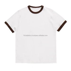 Camiseta Ringer Blanca 2023 de Algodón Pesado con Mezcla de Bambú, Impresión de Letras Personalizada, Transpirable, de Secado Rápido, Unisex, OEM Personalizable - Product Image 1