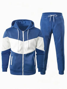 Survêtement à capuche pour homme, streetwear automne-hiver, nouveau design, motif uni tendance, grande taille, respirant, 100% coton molletonné - Product Image 6