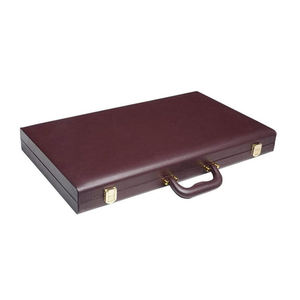 Luxury PU Leather Foldable Durable Tournament <b>Backgammon</b> Set Portable Travel Board Game with Red & White - Product Image 3
