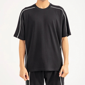 Men's Piping Detail Leisure Co-ord <b>Set</b> | Summer Casual 2-Piece Matching Outfit | Custom Lightweight T-shirt & Shorts <b>Twin</b> <b>Set</b> - Product Image 3