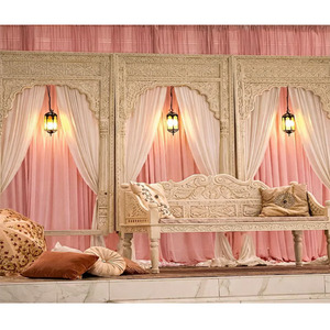 ฉากหลังงานแต่งงานมุสลิมแบบนิกะห์ ตกแต่งเวทีวอลิมาสุดหรู ฉากหลังธีมมุกัลสำหรับงานแต่งงาน แคลิฟอร์เนีย - Product Image 1