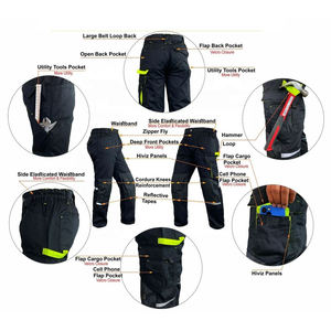 Chemises de sécurité réfléchissantes respirantes et imperméables haute visibilité pour hommes, pantalons de travail décontractés noirs multi-poches - Product Image 5