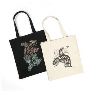 Meow Cat Printed Vintage Single Shoulder <b>Large</b> Capacity Custom Made Logo Natural Organic Reusable <b>Canvas</b> Grocery 100% Cotton Bag - Product Image 4