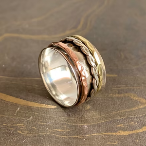 Everyday Wear Three Band Style 925 Silver Unisex <b>Spinner</b> <b>Ring</b> 9.4 Grams Manufactured By Jaipur Silver - Product Image 3