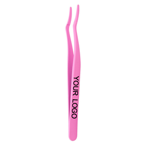 Pinzas de Acero Inoxidable Curvadas a 45 Grados con Punta Inclinada para Extensiones de Pestañas y Cejas - Product Image 1