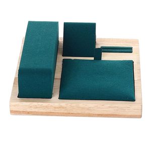 แท่นวางเครื่องประดับกำมะหยี่ไม้สุดหรู พร้อมที่เก็บสร้อยคอและต่างหู สำหรับโชว์และจัดเก็บ - Product Image 5