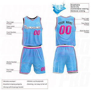 Maillots de basket-ball réversibles personnalisés de haute qualité bleu clair, sans manches, en mesh, pour l'entraînement professionnel et les tenues d'équipe - Product Image 2