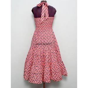 Robe longue ample en coton écologique respirant et lavable pour femme, col en V, épaules dénudées, imprimé palmiers, vente en gros - Product Image 5