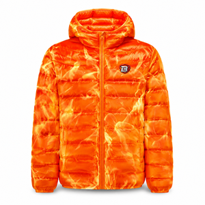 Wholesale Custom Mens Flame Print Hooded Puffer Jacket Quilted Winter <b>Bubble</b> <b>Coat</b> OEM Private Label Direct from Factory Blimpex - Product Image 1