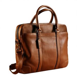 Sac à bandoulière pour ordinateur portable moderne coréen pour homme en cuir véritable écologique durable classique imperméable avec logo personnalisé - Product Image 1