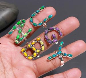 Wholesale <b>Ring</b> New Arrival Natural Copper <b>Turquoise</b> Gemstone Birthday Oval Shape Jewelry 925 Sterling Silver <b>Ring</b> - Product Image 3