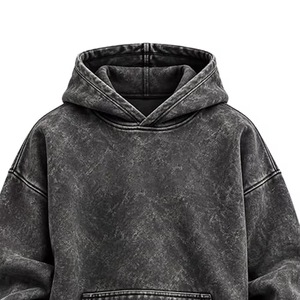 Men's <b>Oversized</b> Acid Wash Hoodie <b>Vintage</b> Raglan Sleeve <b>Sweatshirt</b> with Front Pocket - Product Image 3