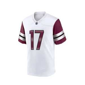 Men's White <b>Maroon</b> V-Neck Football Jersey Number 17 Sublimated Short Sleeve Breathable Polyester Sport Apparel Custom Name . - Product Image 6