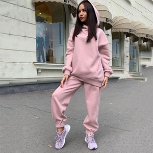 Unisex Stylish <b>Winter</b> Two-Piece Set Thick Fleece Pullover Hoodie Blank Trousers Custom Logo Plus Size Tracksuit for Breathable - Product Image 5