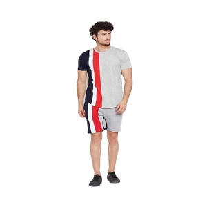 Producto en Oferta, Nuevo Conjunto de Verano para Hombre, Camiseta de Manga Corta y Pantalones Cortos, Conjunto de Dos Piezas en Color de Contraste para Adultos, OEM - Product Image 1