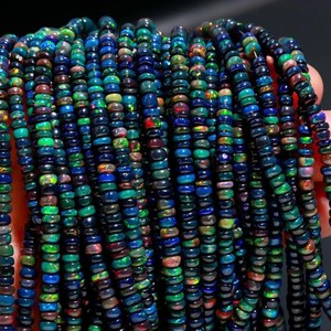 Ópalo Negro Natural Etíope, Cuentas Redondas Lisas de Ópalo de Fuego, 3-5 mm, 16 Pulgadas, para Fabricación de Joyas, Precio al por Mayor - Product Image 1