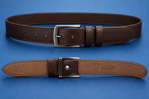 Cinturón Formal de Cuero Genuino Marrón para Hombre con Hebilla Rectangular de Acero, Diseño Sólido y Duradero, Moldeado en una Sola Pieza - Product Image 2