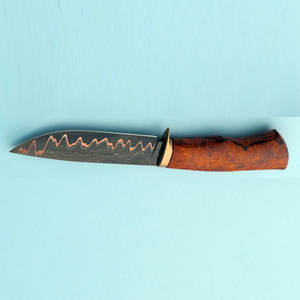 Couteau de cuisine d'extérieur artisanal en cuivre à motif Damas, style chasse, avec étui en cuir – Couteau cadeau pour collectionneurs et chefs - Product Image 4