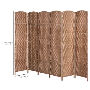 Divisorio per Stanza in Vimini Artigianale a 6 Pannelli, Alto 6 Piedi, Leggero, Tradizionale, Pieghevole, per Separare la Sala da Pranzo, Naturale - Product Image 3