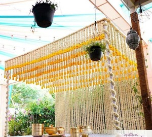 Guirlande de fleurs artificielles en plastique faites à la main, jasmin blanc, marguerite jaune, pour décoration de mariage indien traditionnel - Product Image 3