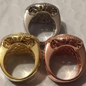 แหวนเพชรทรงกลมสังเคราะห์สีเหลือง/โรสโกลด์/ขาว 10K แบบยูนิเซ็กซ์สุดหรู ดีไซน์ฮิปฮอป ราคาสุดคุ้ม - Product Image 4