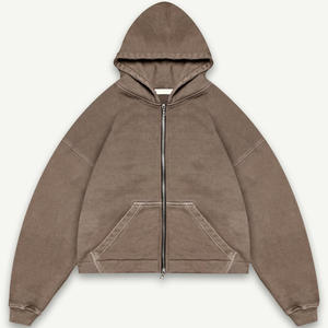 Sweat-shirt à capuche zippé surdimensionné pour homme en molleton de coton épais, coupe décontractée, style streetwear - Product Image 1