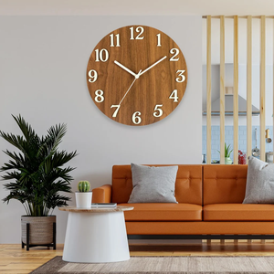Horloge murale en bois silencieuse pour la maison et le jardin, logo personnalisé, nouveau design, horloge murale en bois - Product Image 1