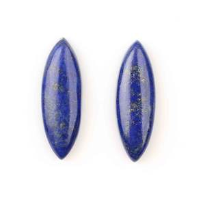 Vente en gros de Lapis Lazuli naturel, cabochons calibrés à dos plat de forme Marquise longue 10x30mm, pierres précieuses en vrac pour la fabrication de bijoux, fournitures en gros - Product Image 1