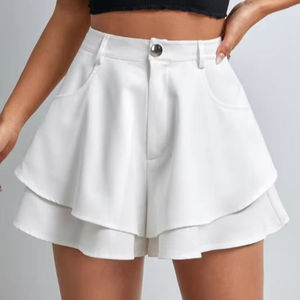 Shorts de Verano para Mujer, Estilo Nuevo, Cintura Alta, Doble Capa, Holgados, Casuales, de Color Sólido - Product Image 1