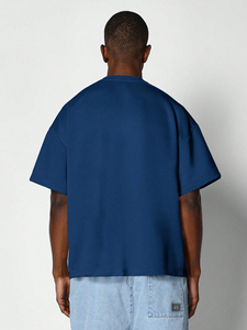 Camiseta de Manga Corta para Hombre, Talla Grande, Color Sólido, Cuello Redondo, Estilo Casual, Tejido de Poliéster/Algodón, Color Marrón Liso - Product Image 2