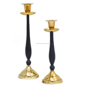 Juego de 2 piezas de candelabros decorativos de Color negro y dorado de Metal para decoración de bodas y fiestas decorativas para el hogar - Product Image 1