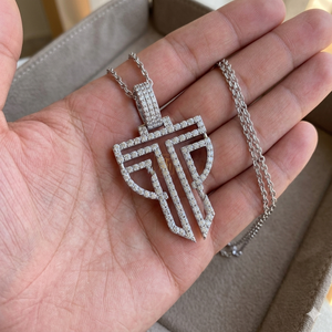 Hip Hop Jewelry Men's Iced Custom Letter Charm <b>Necklace</b> 925 <b>Silver</b> Gold Plated Moissanite <b>Initial</b> Nameplate Cartoon Logo Party - Product Image 3