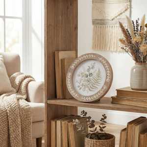 Ensemble de cadres photo en bois, design floral rond et cintré, décoration de table rustique pour la maison ou le bureau - Product Image 5