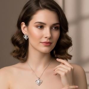 สร้อยคอจี้รูปหัวใจคู่แบบนิรันดร์ เงินแท้ 925 ชุบทองคำบริสุทธิ์ 10K ประดับเพชรทรงกลมเพาะเลี้ยงในห้องปฏิบัติการ ของขวัญวันวาเลนไทน์ - Product Image 6