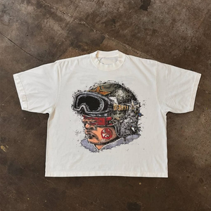 Camiseta de Felpa con Logotipo Personalizado, Impresión en Silicona, 300g, 100% Algodón, Corte Holgado, Secado Rápido, Transpirable, para Hombre y Mujer, Estilo Urbano - Product Image 1